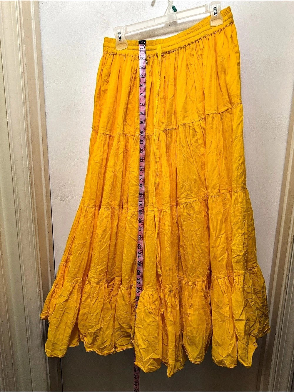 Wevez Yellow Tiered 25 yd ATS TRIBAL FUSION Maxi Skirt 100%cotton Free Size